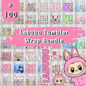 Labubu Monster Doll Tumbler Wrap PNG Bundle: 100+ Cartoon Designs (Digital Download