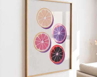Lemons Wall Print – Citrus Fruit Slice, Modern Kitchen Wall Art (Digital Download)