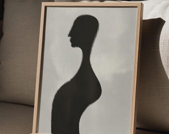Black & White Silhouette Poster - Mysterious Portrait Wall Art Print (Digital Download)
