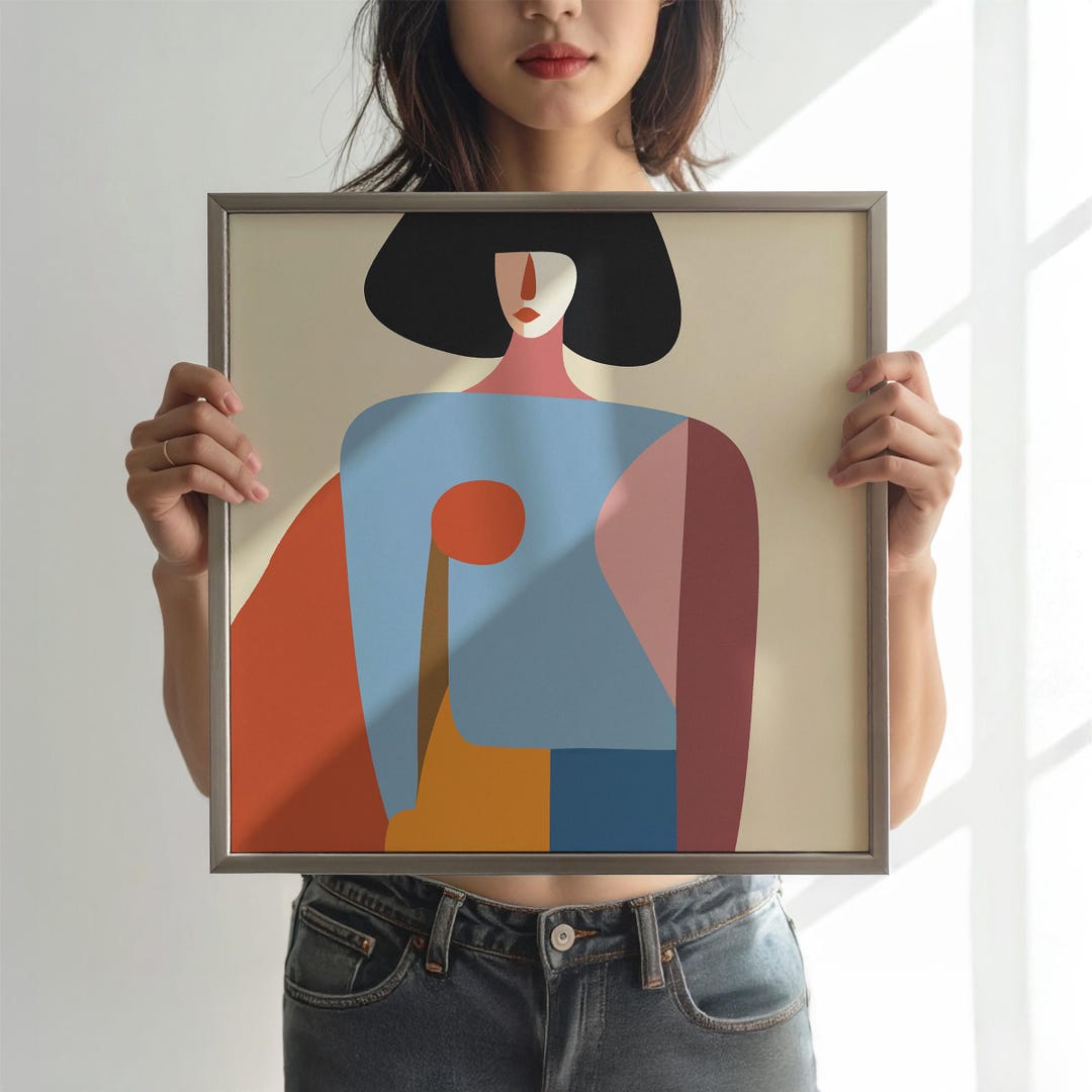 Geometric Woman Portrait Print, Modern Abstract Art (digital Download ...