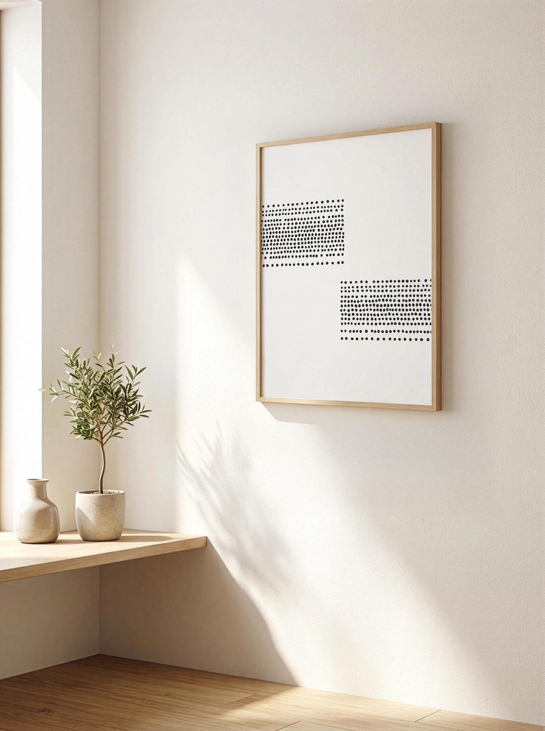 Minimalist Dots Art Print – Modern Black and White Poster (digital ...