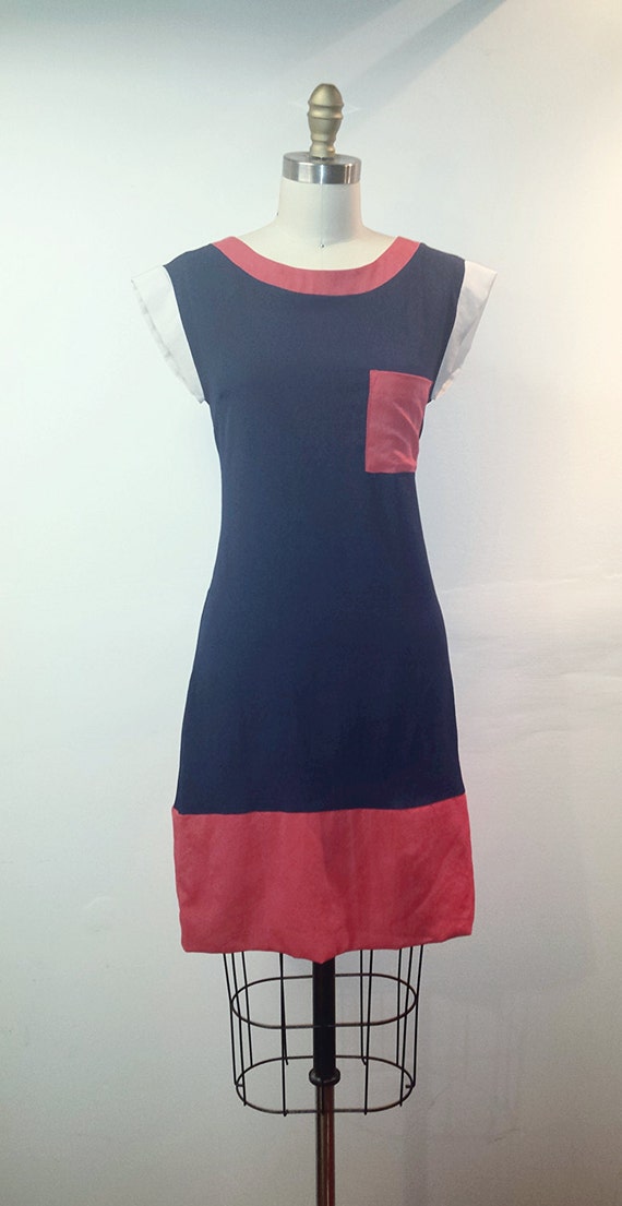 Vintage 1970s Nautical Dress - Red White and Blue