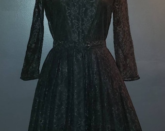 Stunning RARE Vintage Black Lace Dress ~ Black Lace 1930s Vintage Dress