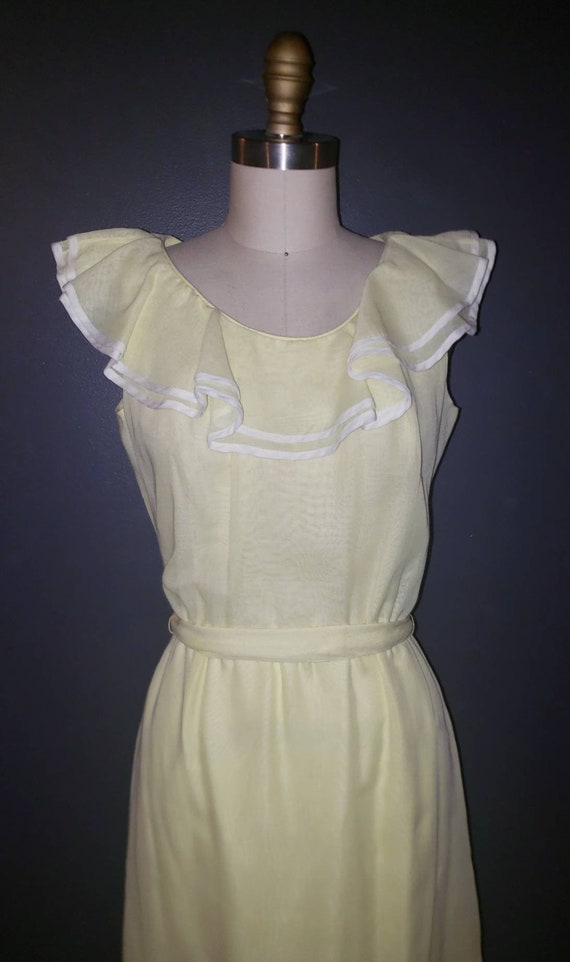 1960s Light Yellow Ruffled Dress - 60s Spring/Summ