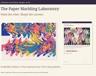 Paper Marbling Laboratory | Offline Digital Ink Art Studio, Printable Marbled Papers & Creative Workbook