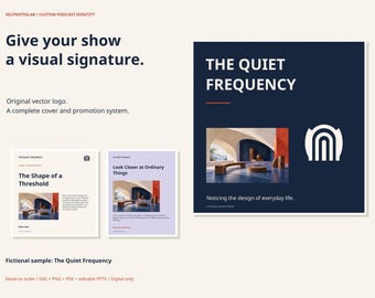 Custom Podcast Branding Kit, Original SVG Logo, Cover Art and Editable Episode Promotion Templates