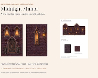 Spookhuis Midnight Manor: 3D-papierknutselsjabloon (digitale download)