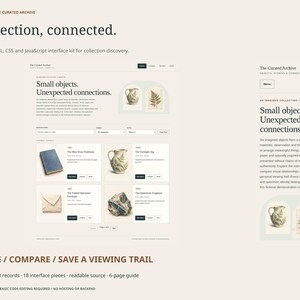 Website-UI-Kit für das Museumsarchiv | HTML, CSS, Vanilla JavaScript | Interaktiver Sammlungs-Explorer