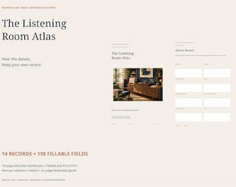 Music Listening Journal: 198 Fillable PDF Fields, 14 Album and Vinyl Collection Records, A4 Letter Listening Log