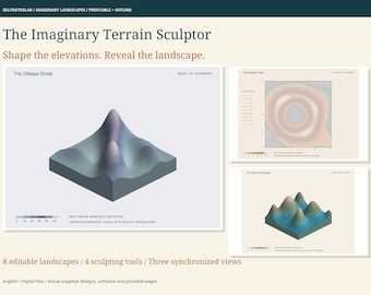Imaginaire terreinsculptor | Offline landschapshoogtekaartontwerper, contourkaartmaker & printbare creatieve workshop