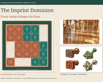 Two Player Strategy Board Game, Printable Ceramic Tile Territory Game, Offline Hotseat, Large Board and Six Practice Positions