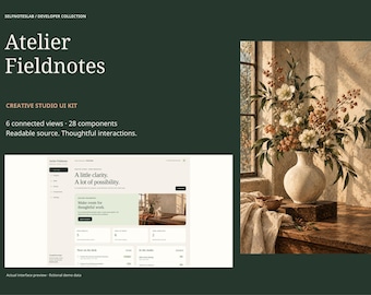 Creative Studio UI Kit: 28 HTML-, CSS- en JavaScript-componenten, 6 dashboardweergaven