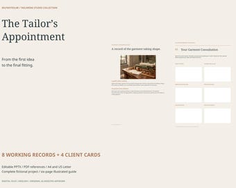 Tailor Fitting Forms: 8 Editable Garment Records, Measurement and Changes Register, 4 Client Cards, PPTX PDF Kit