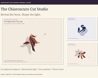 Chiaroscuro Cut Studio / Diseñador de esculturas de sombras sin conexión, ilustraciones SVG editables y taller creativo imprimible