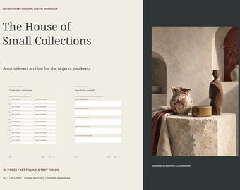 Home Collection Inventory Journal: 32 Page Fillable PDF, Object Records, Provenance and Photo Index, A4 Letter