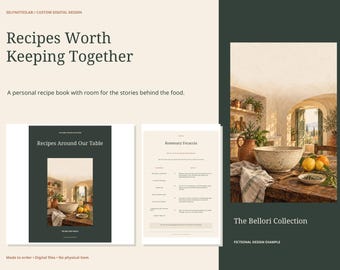 Custom Family Recipe Book Design: Personalized 24 Page Keepsake Cookbook with Photos, Editable PPTX and PDF
