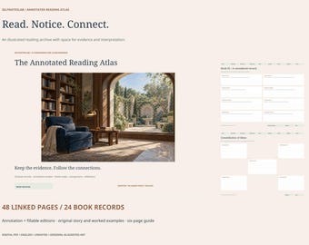 Digital Reading Journal PDF | 48 Hyperlinked Pages, 24 Book Records, Fillable Reading Log, Annotation Maps & Worked Examples