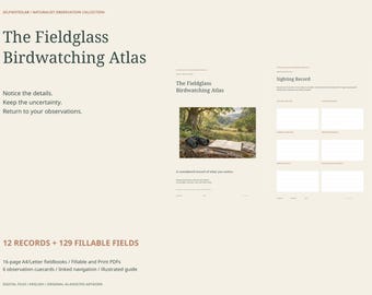 Birdwatching Journal: 129 Fillable PDF Fields, 12 Observation Records and 6 Cuecards, A4 Letter Bird Sighting Log