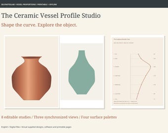 Studio voor keramische vaasprofielen | Offline 2D vaasvormontwerper, bewerkbare SVG-profielen en printbare workshop