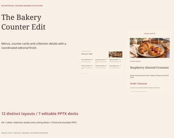 Bakery Menu Templates: 12 Editable Menu Board, Product Card and Collection Layouts, PPTX PDF Display Suite