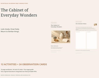 Drawing Activity Workbook: 12 Observation Exercises and 24 Prompt Cards, Illustrated Art Practice PDF, A4 Letter Printable