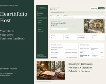 Hearthfolio Host Offline Vacation Rental Booking and Property Management Desktop App with Turnover Planner