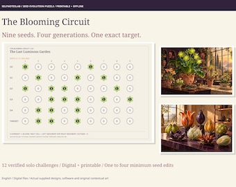 The Blooming Circuit Offline Logic Puzzle, 12 Printable Seed Evolution Challenges and Interactive Game