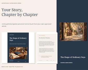 Custom Memoir Book Design, Personal Life Story in Chapters, 24 Page A5 Editable PPTX and Linked PDF