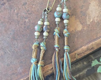 Rustic Agate Tzitzit for Women, Decorative Hebrew Tassel, Bag & Purse Accessory, Keychain, Rear View Mirror Decor