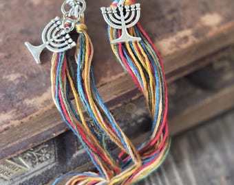 Menorah Tzitzit, Sukkot Gift, Decorative Hebrew Tassel