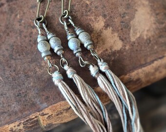 Earth Tone Rustic Tzitzit for Women, Decorative Hebrew Tassel, Bag & Purse Accessory, Keychain, Bookmark, Rear View Mirror Decor
