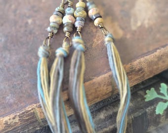 Rustic Handmade Beaded Tzitzit, Sukkot Gift for Women, Decorative Hebrew Tassel, Rearview Mirror Decor