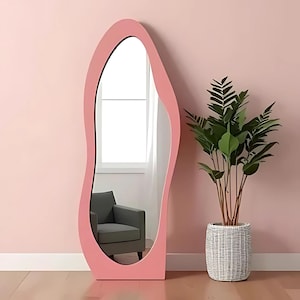 Full Length Mirror - Asymmetrical Mirror - Full Body Irregular Mirror - Floor Mirror Bedroom - Wavy Wall Mirror - Asymmetric Mirror Entryway