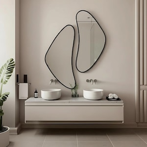 Dual Irregular Large Triangle Mirror - Big Abstract Wall Mirror - Asymmetrical Mirror - Aesthetic Bedroom Mirror - Bathroom Wall Mirror