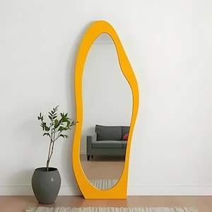 Full Length Mirror - Asymmetrical Mirror - Full Body Irregular Mirror - Floor Mirror Bedroom - Wavy Wall Mirror - Asymmetric Mirror Entryway