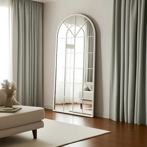 Arched Window Big Wall Mirror - Full Length Arch Window Pane Asymmetrical Mirror - Bedroom Window Wall Mirror - Irregular Window Pane Mirror