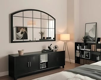 Ręcznie robione łukowe lustro okienne: dekoracja ścienna w stylu rustykalnym