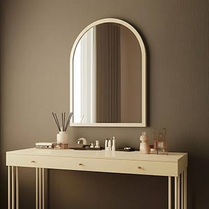 Arched Bathroom Mirror - Modern Arch Wall Mirror for Vanity - Half Circle Mirror - Minimal Toilet Decor - Curved Top Bathroom Mirror