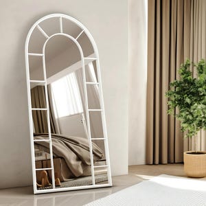 Arched Window Big Wall Mirror - Full Length Arch Window Pane Asymmetrical Mirror - Bedroom Window Wall Mirror - Irregular Window Pane Mirror