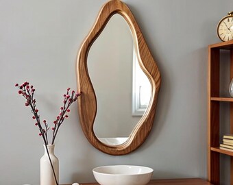 手作りの無垢材ミラー：素朴なボヘミアン風の壁飾り - Etsy 日本