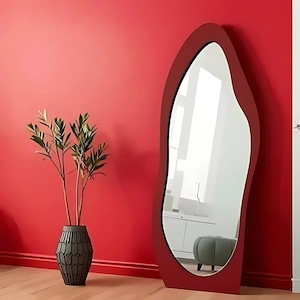 Full Length Mirror - Asymmetrical Mirror - Full Body Irregular Mirror - Floor Mirror Bedroom - Wavy Wall Mirror - Asymmetric Mirror Entryway