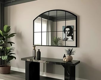 Ręcznie robione łukowe lustro okienne: dekoracja ścienna w stylu rustykalnym