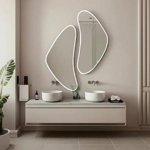 Asymmetrical Triangle Mirror - Abstract Wal Mirror - Decorative Bedroom Mirror - Dual Wall Mirror-Large Living Room Mirror-Framed Big Mirror