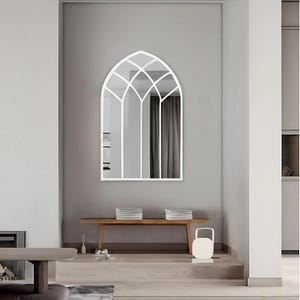 Full Length Window Mirror - Window Pane Mirror - Wooden Frame Big Farmhouse Mirror  - Full Body Oversize Mirror - Stylish Home Decoration