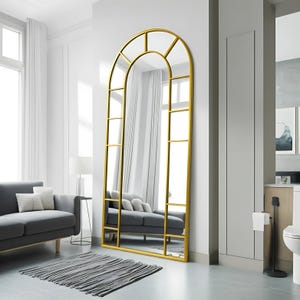 Arched Window Big Wall Mirror - Full Length Arch Window Pane Asymmetrical Mirror - Bedroom Window Wall Mirror - Irregular Window Pane Mirror