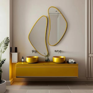 Irregular Triangle Mirror - Wavy Mirror - Asymmetrical Mirror for Living Room - Modern Wall Decor - Dual Wall Mirror- Mirror for Every Decor