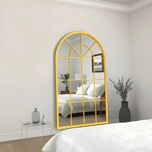 Arched Window Big Wall Mirror - Full Length Arch Window Pane Asymmetrical Mirror - Bedroom Window Wall Mirror - Irregular Window Pane Mirror