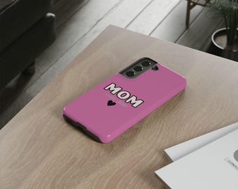 ピンクのパーソナライズされたサムスン製スマホケース - Mom Est. 2024、新米ママへのギフト、母の日のプレゼント、ベビーシャワーの記念品、カスタマイズ可能なモバイル、ハート