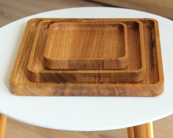Oak Square Tray - Minimalist Wooden Trays in 3 Sizes
