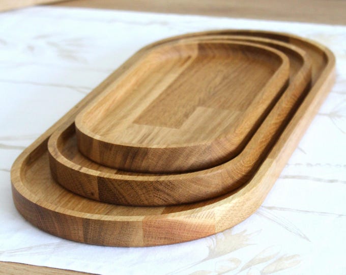 Wooden Trays –  Serving Boards – Natural Wood Serving Trays – Oval Wooden Platters in 3 Sizes